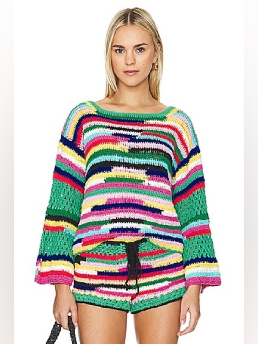 CeliaB fairy crochet knit multicolor sweater top
